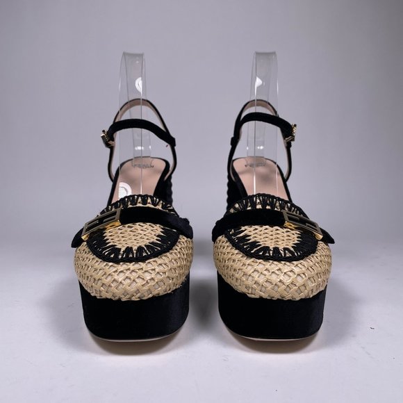 FENDI Ivory Raffia Black Velvet 'Promenades' - Picture 2 of 11
